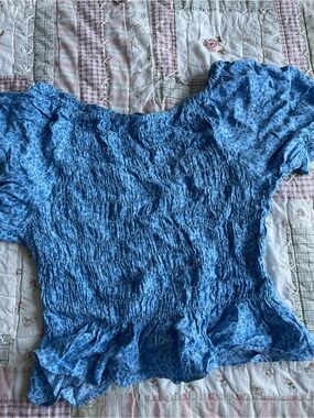 By COTTON CANDY LA. Light Blue Floral Cotton crop top - Soft Printed Comfortable